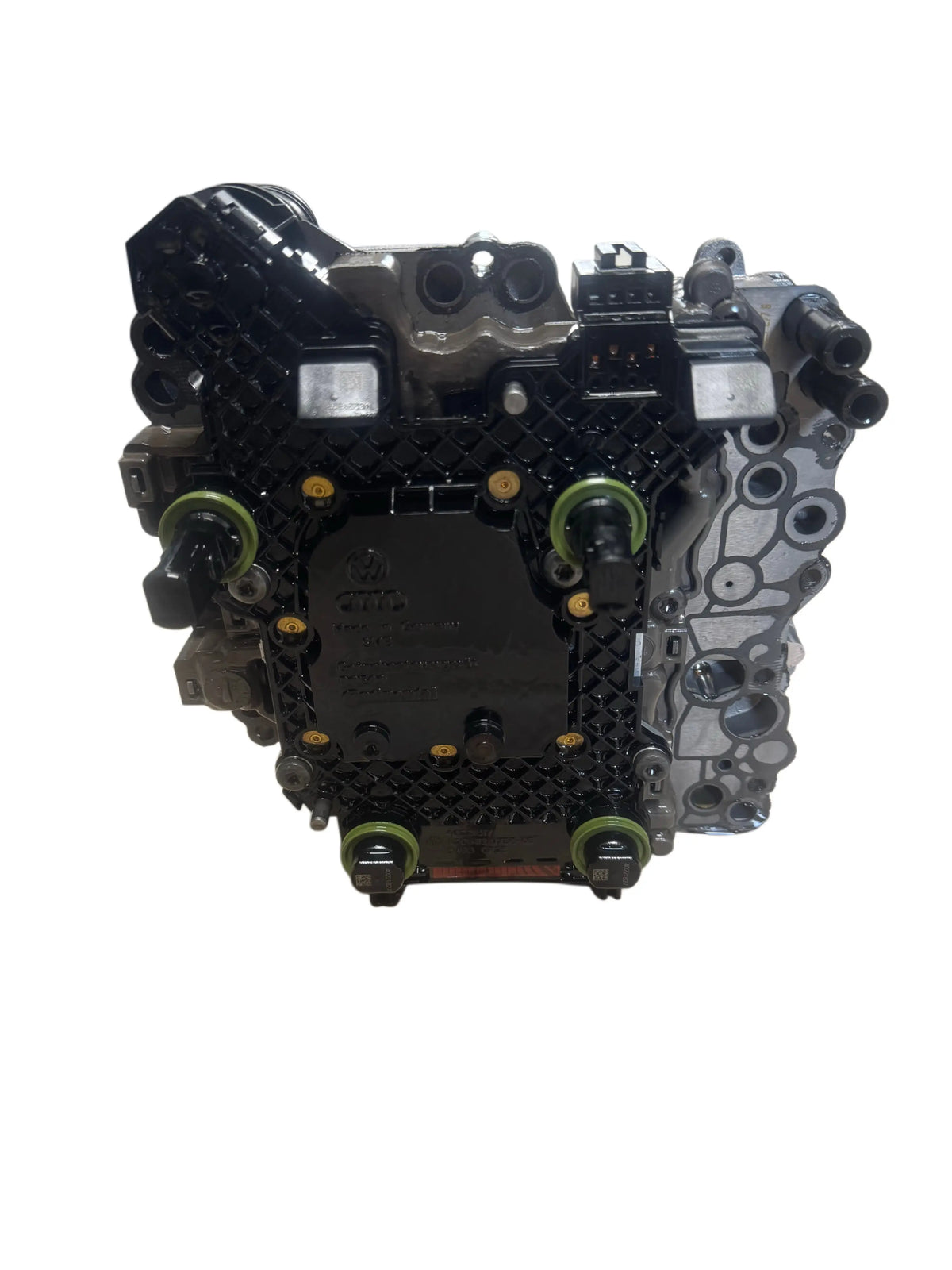 0BH927711C DQ500 mechatronic top view showing hydraulic valve body and solenoids