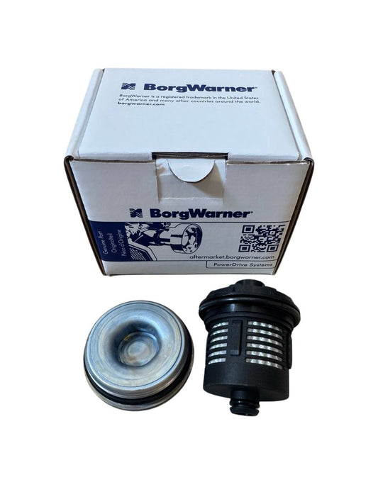 Front view of original BorgWarner Haldex oil filter 02D598574 for VW Audi AWD systems